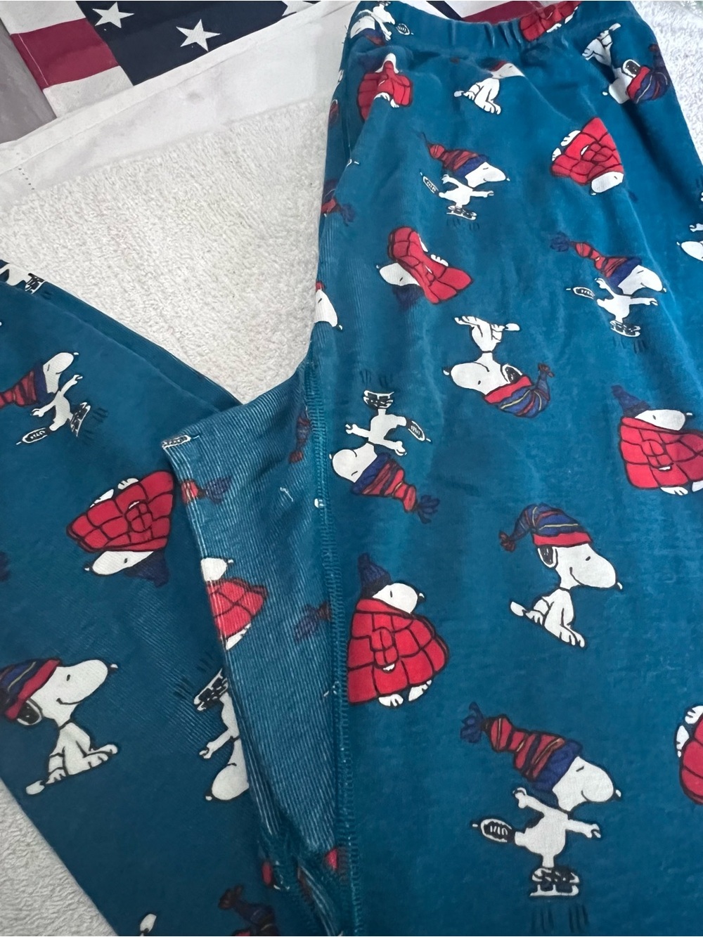Hanna Andersson Peanuts Snoopy Pajama Pants Women’s L Organic Cotton Blue